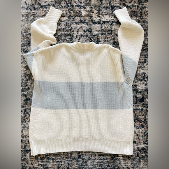 Faherty Sunwashed Cotton Fisherman Sweater Sea Salt Stripe XXL - Picture 6 of 11